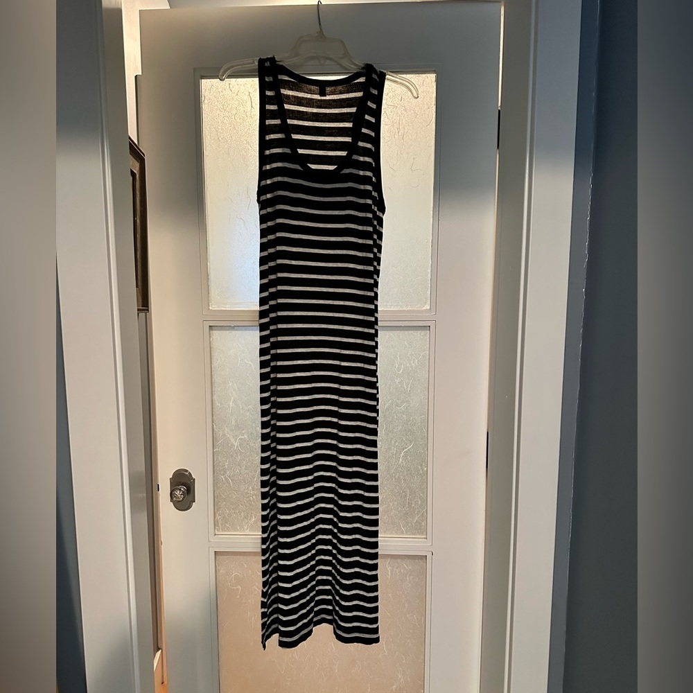 J. Crew Black and White Striped Maxi Dress